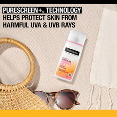 Acabado invisible de Neutrogena Purescreen+ al aplicarse en la piel.