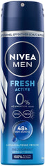 NIVEA Men Fresh Active desodorante spray, aplicación rápida para frescura diaria.