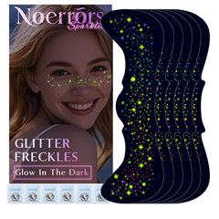 Noerrors parches de pecas arcoíris neón que brillan bajo UV para fiestas.