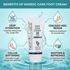 Nordic Care Crema para pies: aplicación fácil para aliviar pies cansados.