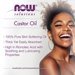 NOW Aceite de Ricino, aplicación directa, suaviza y nutre la piel de forma natural