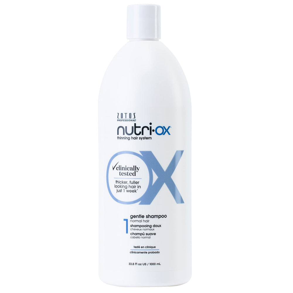 NUTRI-OX Champú Suave: botella frontal, limpieza suave para el cuero cabelludo.