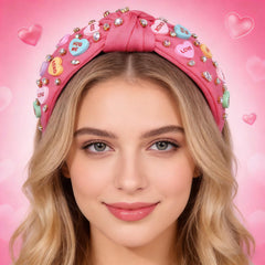 NVENF diadema corazón-cristal rosa añade brillo suave