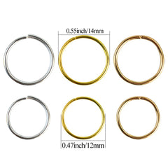 Anillos Nydotd 14 mm plata, acabado resistente para trenzas.
