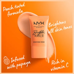 NYX Professional Makeup primer iluminador tono melocotón para piel radiante.