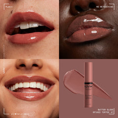 Acabado ligero que realza el color con NYX Butter Gloss Brown Sugar