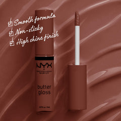 Textura cremosa de NYX Butter Gloss Brown Sugar para comodidad diaria