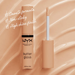 Textura sedosa de NYX Butter Gloss que mejora la sensación al tacto y el brillo ligero