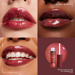 Aplicador doe-foot de NYX Butter Gloss Bling para aplicación suave.
