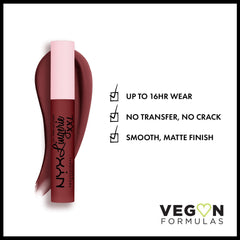 NYX Lip Lingerie XXL Matte, textura sedosa para labios definidos y confortables.