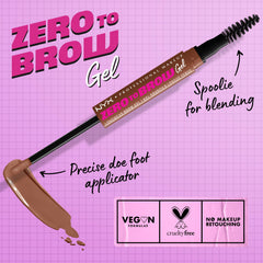 NYX Zero to Brow resistente a la transferencia para un acabado estable.