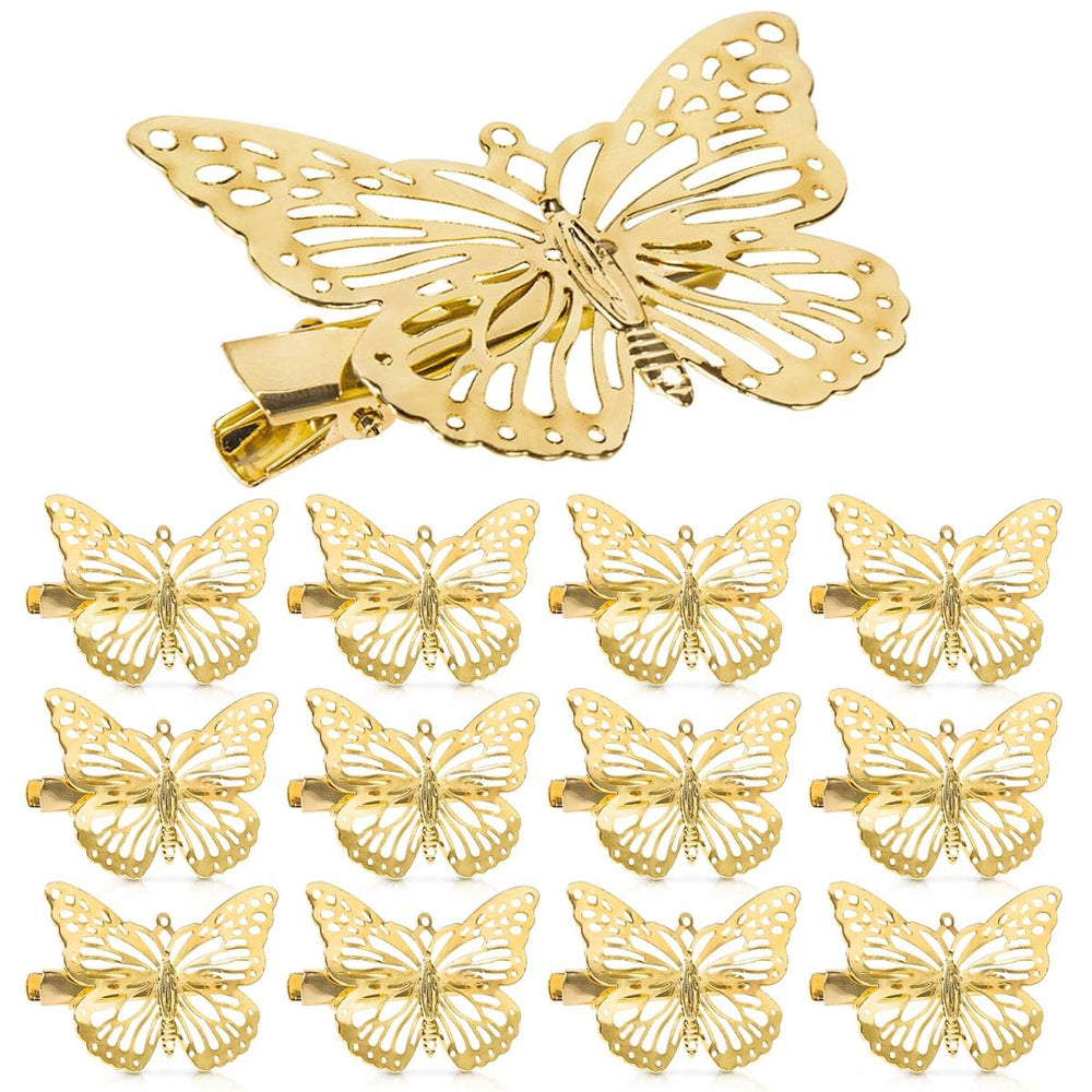 OBTANIM horquillas mariposa doradas de metal, 12 piezas para peinados duraderos.