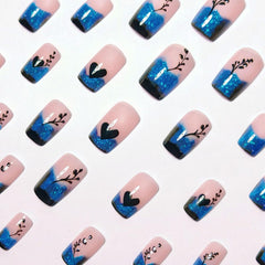 OCOUYVD diseño con brillo y corazón uñas artificiales para evento