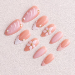 Uñas OCOUYVD con diseño 3D de flor y perla para ocasiones especiales