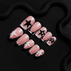 Octoswave uñas postizas cuadradas negras, estilo moderno para ocasiones.