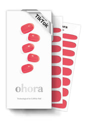Ohora tiras gel semi-curado N Tint Rojo frente, look de salón en segundos.