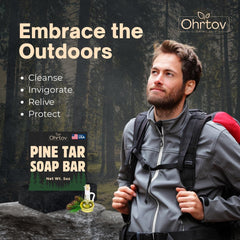 Ohrtov Jabón de alquitrán de pino para cara y cuerpo con carbón activado
