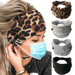 Olbye Leopard Botones Banda para Cabello, cómodo y absorbente para ejercicios