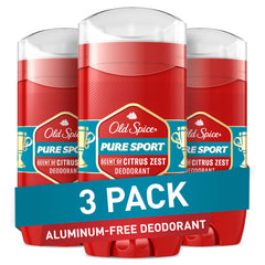 Old Spice Pure Sport desodorante frasco, fragancia cítrica duradera para uso diario.