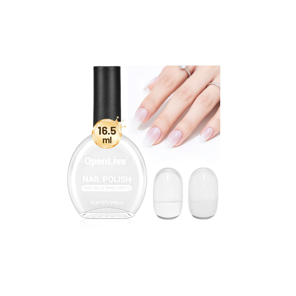 OpenLive Esmalte Blanco Lechoso 16,5 ml con cobertura suave para uñas.