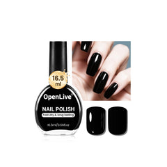 OpenLive esmalte negro, botella brillante para un look glamouroso y duradero.