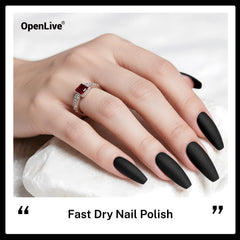 OpenLive esmalte negro, secado rápido en 3 minutos para manicuras caseras.
