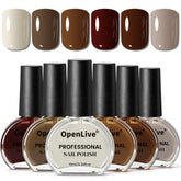 OpenLive Esmalte de uñas, set de 6 colores, tono moka para acabado elegante.