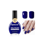 OpenLive Esmalte azul oscuro en botella de 16,5 ml con color duradero.