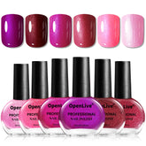 OpenLive esmalte set de 6 colores con brillo rojo, ideal para uñas llamativas