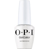OPI GelColor Alpine Snow en botella con brillo profesional y cobertura opaca.