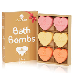 ORIENTLEAF Bombas de baño en forma de corazón con fresa para una experiencia aromática