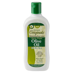 Originals by Africa's Best loción corporal con aceite de oliva virgen, envase frontal para hidratación diaria.