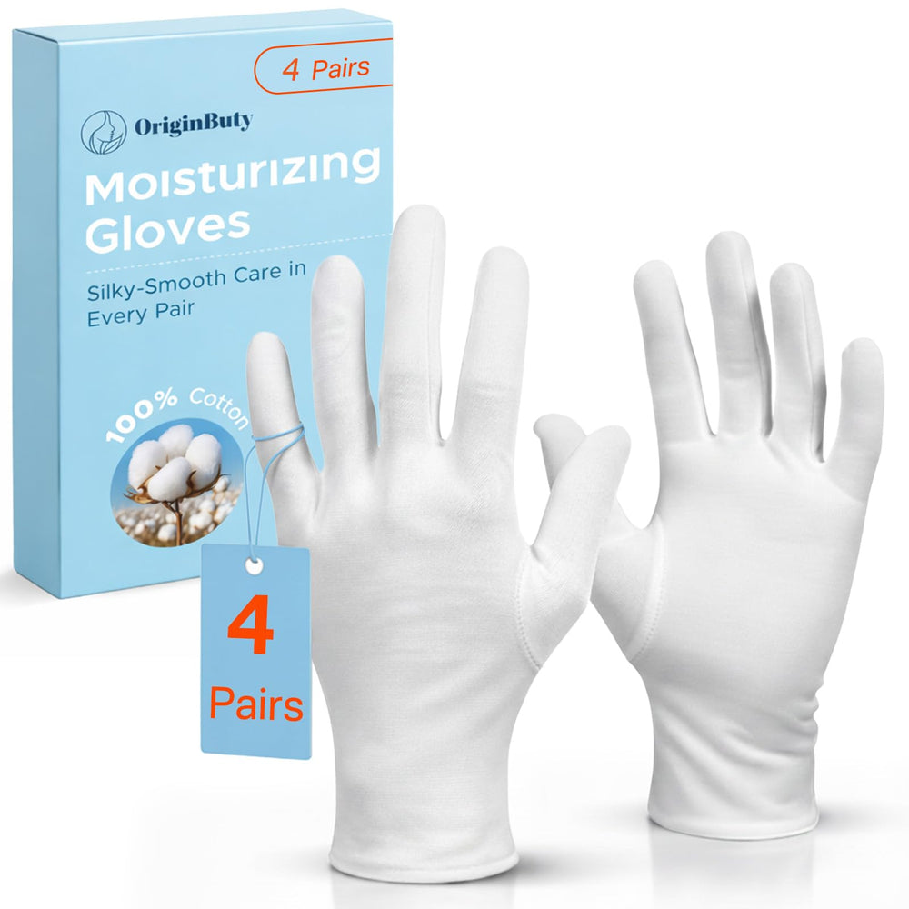 Originbuty guantes algodón sueño: hidratación nocturna suave para manos secas.