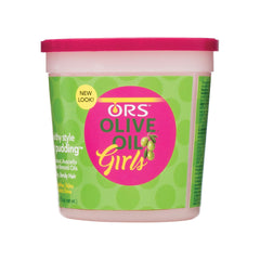 Pudin ORS para cabello de niñas con aceite de oliva, estilo suave y brillo