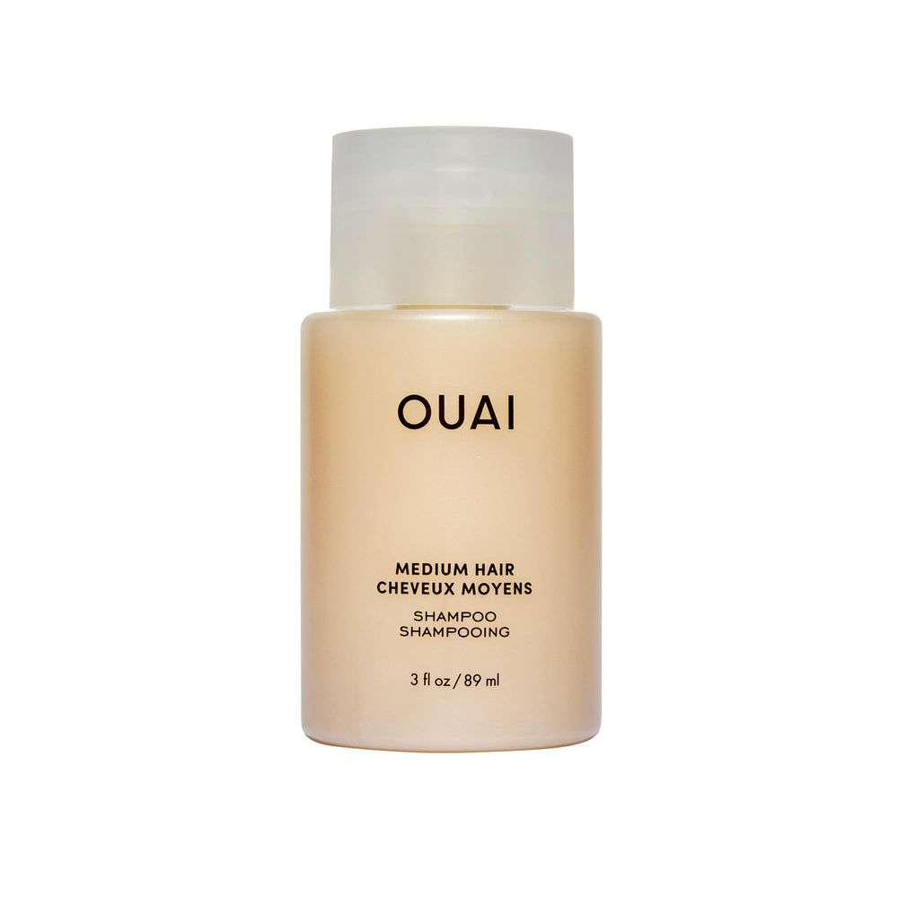 OUAI champú medio-tamano-viaje-3oz: hidratación ligera para cabello medio.
