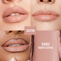 Oulac Labial acabado satinado cremoso para un look elegante.