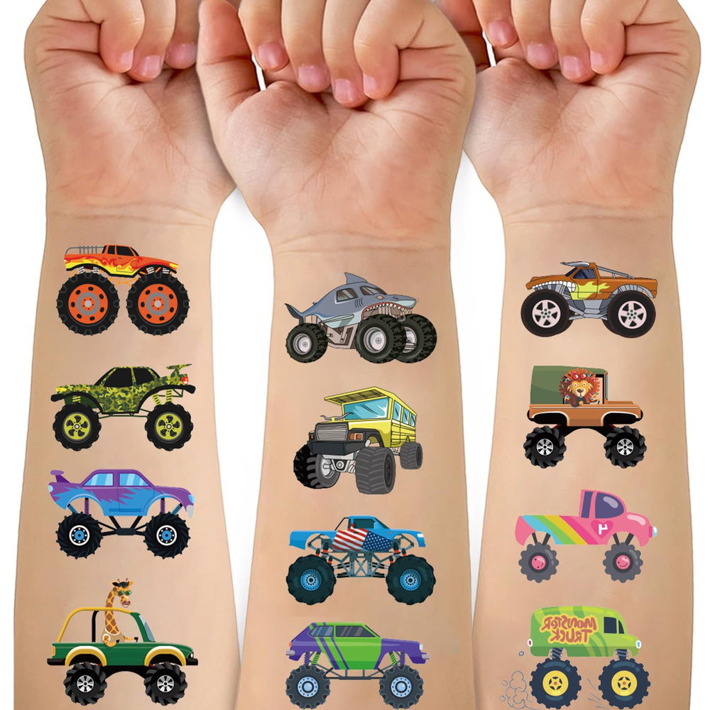 Tatuajes temporales Ozepao Camiones Monstruo, 10 hojas, ideales para fiestas infantiles.