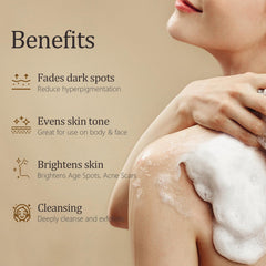 Palficab Jabon acido kojico curcuma miel: resalta ingredientes naturales para limpieza suave.