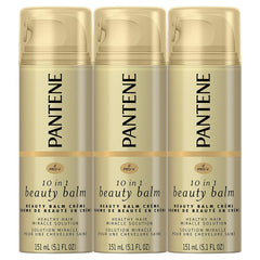 Pantene Beauty Balm, botella-vertiendo, ayuda a controlar el frizz para un peinado ligero.