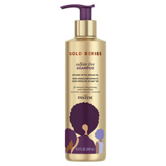 Pantene Gold Series Champú Argán, botella con lavado suave que hidrata rizos definidos