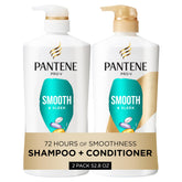 Pantene champú suave y liso controla el frizz para cabello brillante.