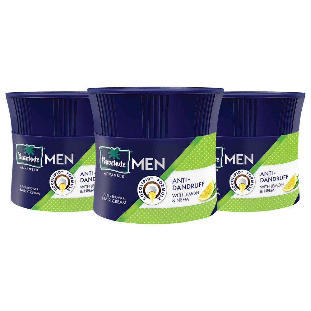 Parachute Advansed Crema Capilar Hombre anti caspa, bote de 100 g, pack de 3 para uso diario.