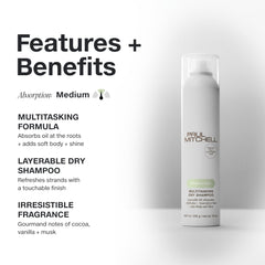 Paul Mitchell Champú Seco Multitarea: realza textura sedosa y aporta cuerpo sin esfuerzo.