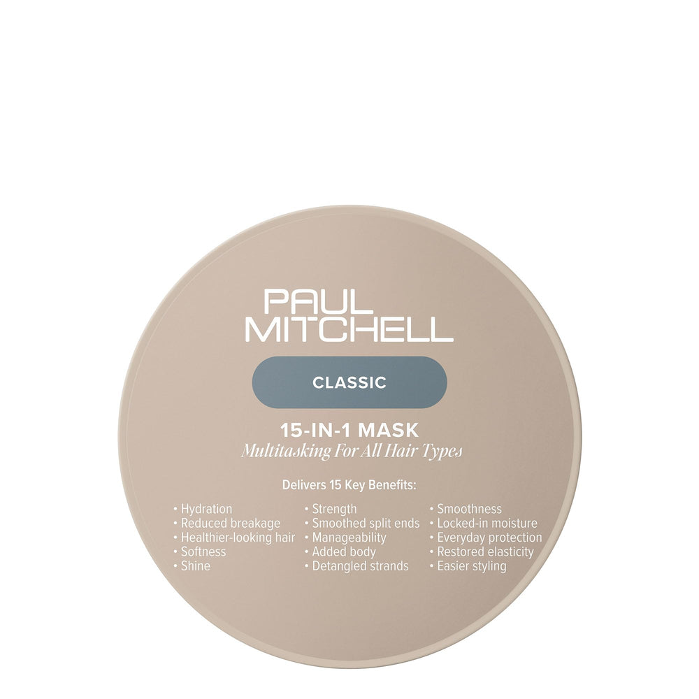 Paul Mitchell mascarilla 15‑en‑1 en frasco para cabello suave y brillante.