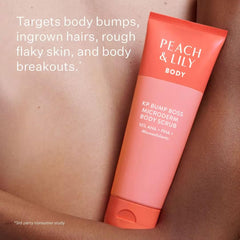 Peach & Lily KP Bump Boss ingredientes clave AHA y PHA para renovación suave de la piel.