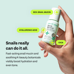 Sérum Rescate Caracol con 95% mucina para hidratación profunda.