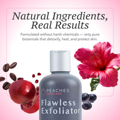 Peaches Skin Care exfoliador facial hibisco: hidratación profunda para poros más claros.