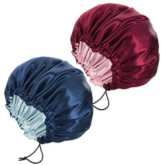 Pengxiaomei bonete de satén dos piezas para dormir, protege y suaviza el cabello.