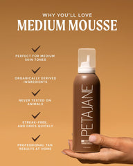Textura sedosa de Peta Jane Mousse Bronceadora para aplicación suave