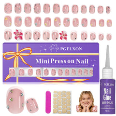 Unas PGELXON Frances tip ovaladas con cristales 3D para niñas